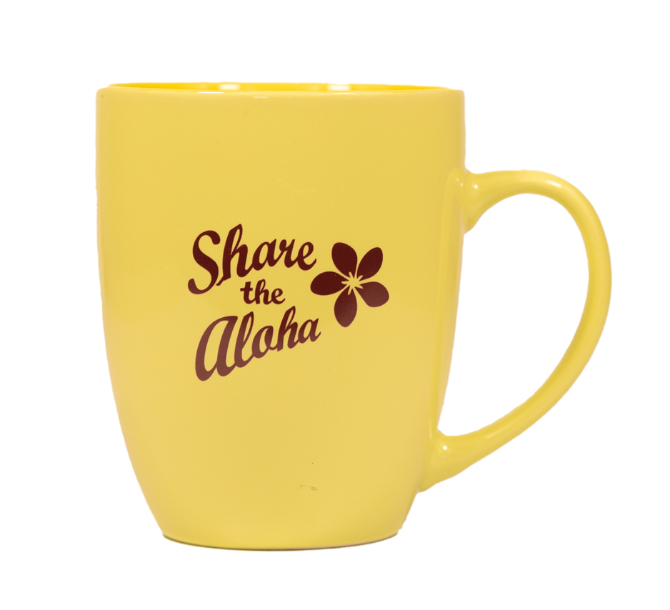 15oz "Share the Aloha" Glossy Yellow Mug