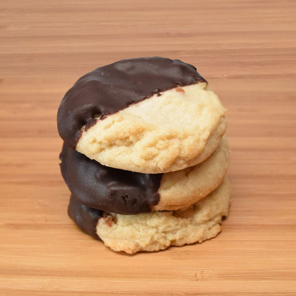 Chocolate Dipped Macadamia Nut Shortbread Cookies